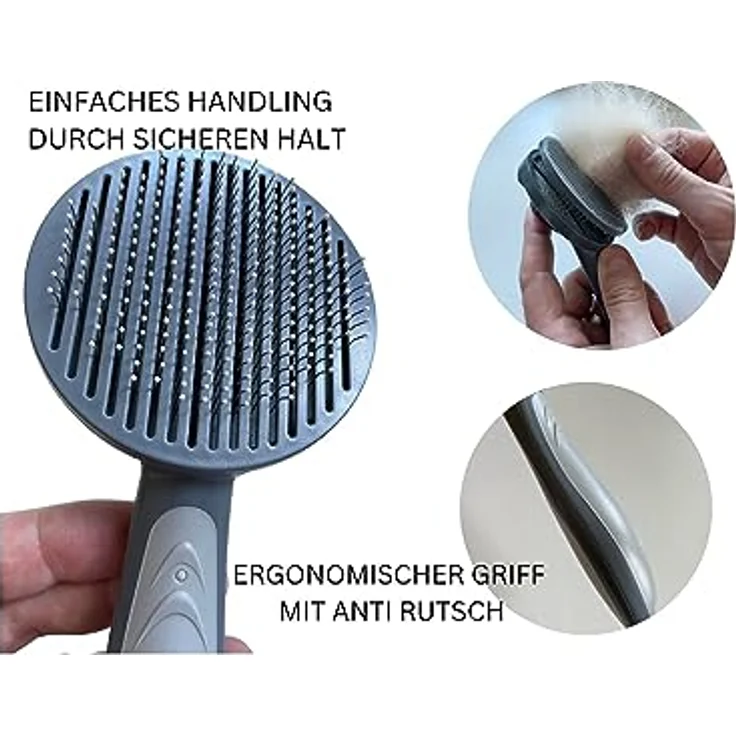 Warenhammer Katzenbürste, Hundebürste, Haustierbürste für Katzen und Hunde mit kurzen, mittleren und Langen Haaren, selbstreinigend per Knopfdruck, abwaschbar, Katzenkamm, sehr robust (Grün) – Bild 5