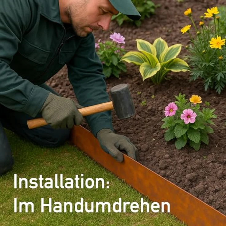 Intergarden Cortenstahl Rasenkante 6m, Rostfrei mit natürlicher Patina, Beeteinfassung aus Metall, 16 cm hoch – Bild 4