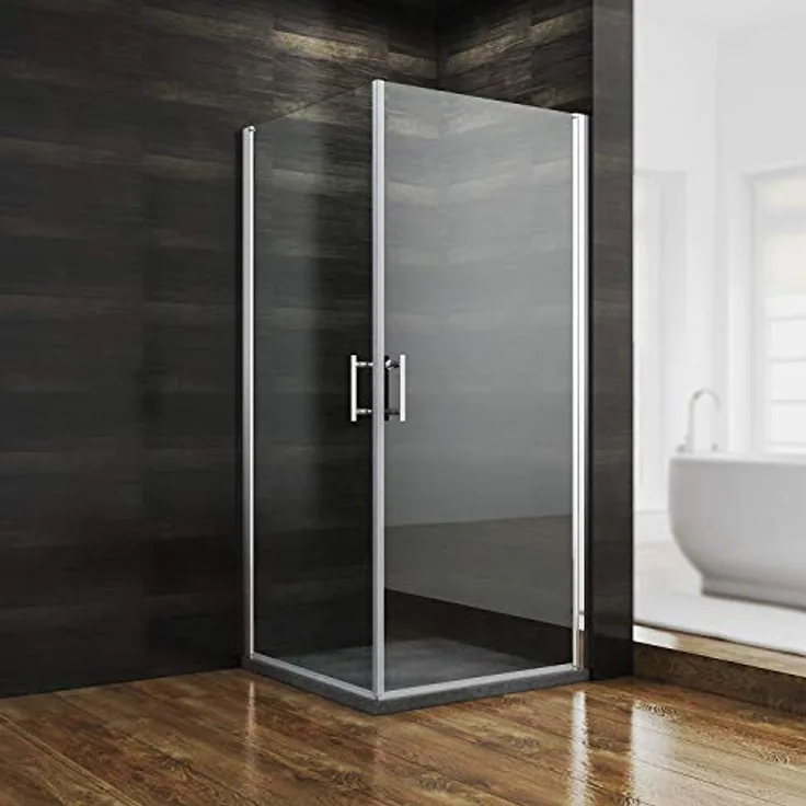 Hopibath Eckdusche 90x90 Pendeltür Duschkabine 80x80, NANO Sicherheitsglas, Eckeinstieg, Doppel Schwingtür, nach innen und außen öffnen