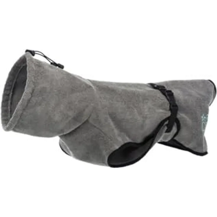 TRIXIE Hunde-Bademantel - S - 40 cm, Frottee aus Polyester/Baumwolle, mit verstellbarem Kragen - Blau