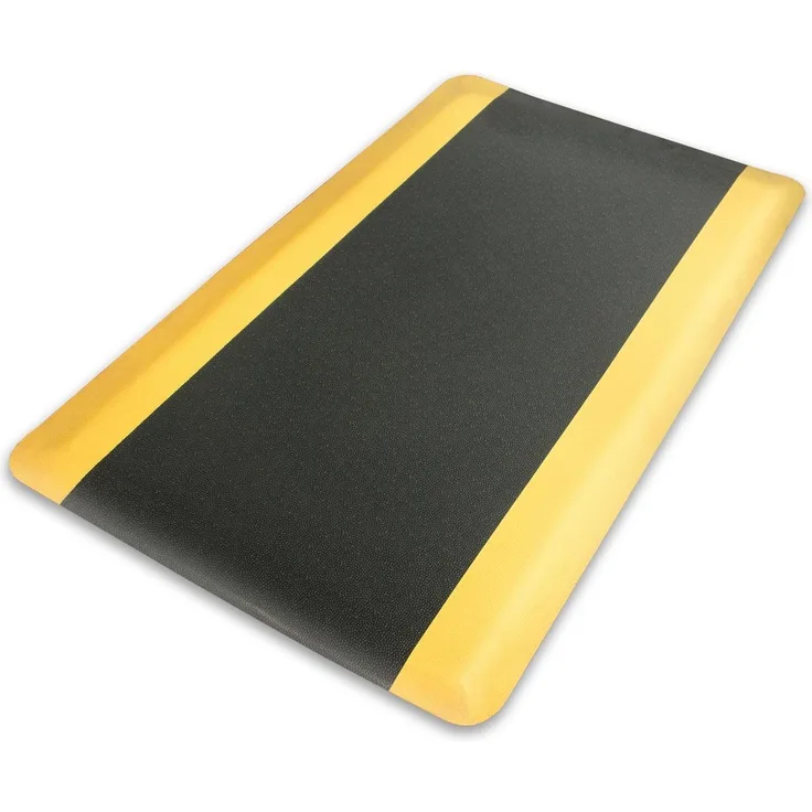 ETM Heavy-Duty Soft-Tritt, Bodenschutzmatte (60 x 90 cm) mit doppelter Anti-Ermüdungsbeschichtung und gelber Warnmarkierung für Steharbeitsplätze