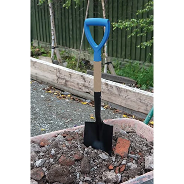 Eckige Mini Schaufel 700 mm + Spitzer Mini Rundspaten 700 mm Profi Set Garten Schippe mit D-Griff und Holzgriff Spaten - Preisvergleich – Bild 4