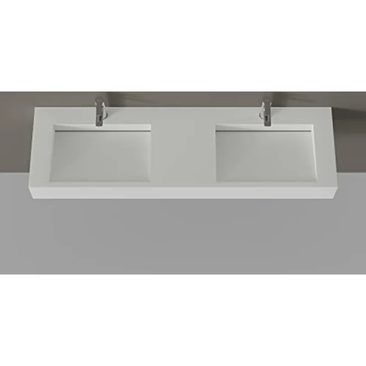 BERNSTEIN Wandbecken TWG16 aus Mineralguss - 153 x 45 x 15 cm - Weiß matt - Antibakteriell - Edelstahl Untergestell Schwarz matt optional – Bild 3