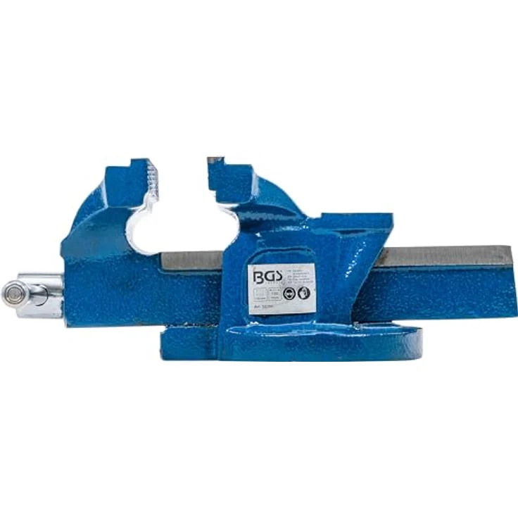 BGS Parallel-Schraubstock 58260, 100 mm Spannbacken, Ambossfläche, Werkbankschraubstock, spezialguß, blau – Bild 5