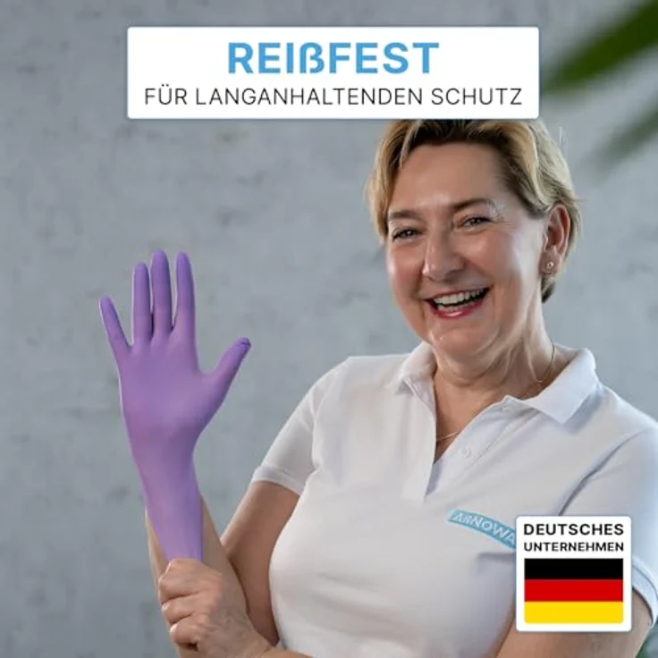 ARNOMED Einweghandschuhe Lila, Nitril Handschuhe puderfrei, 500 Stück, Größe M, reißfest & hautfreundlich – Bild 3