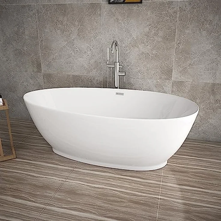 HOME DELUXE - freistehende Badewanne - DELIA, Weiß - Maße: ca. 180 x 90 x 58 cm - Füllmenge: 270 Liter, inkl. Überlaufschutz, Siphon und Verschluss I Spa, für 2 Personen – Bild 3