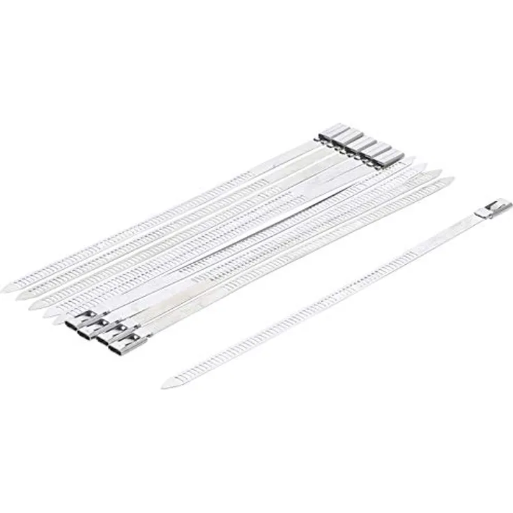 BGS Diy 80780 | Kabelbinder-Sortiment | 10-tlg. | Edelstahl | rostfrei | 7,0 x 200 mm | Set