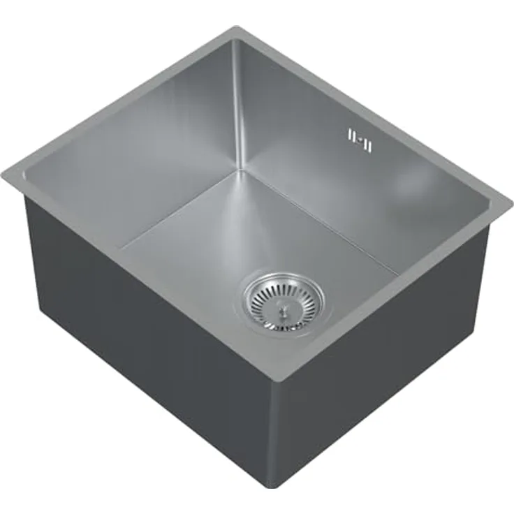 HAGO Edelstahlspüle 40x34cm Silber, Einbauspüle mit Schallschutz und hygienischem Material