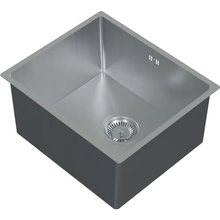 HAGO Edelstahlspüle 40x34cm Silber, Einbauspüle mit Schallschutz und hygienischem Material – Bild 1