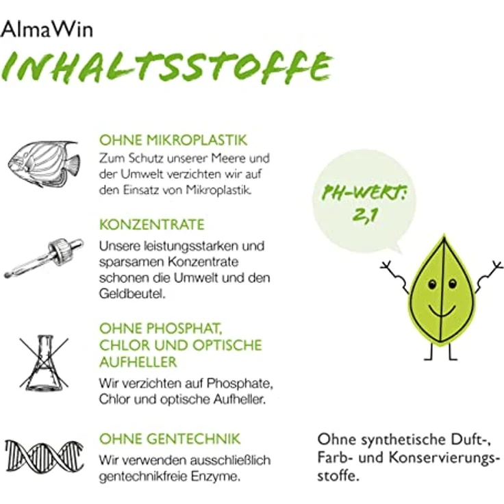 AlmaWin Spül- & Waschmaschinenreiniger 2x100g I Umweltfreundlicher Maschinenreiniger für Waschmaschine & Geschirrspülmaschinen I Spezialreiniger I Frei von synthetischen Duft- & Farbstoffen I Vegan – Bild 4
