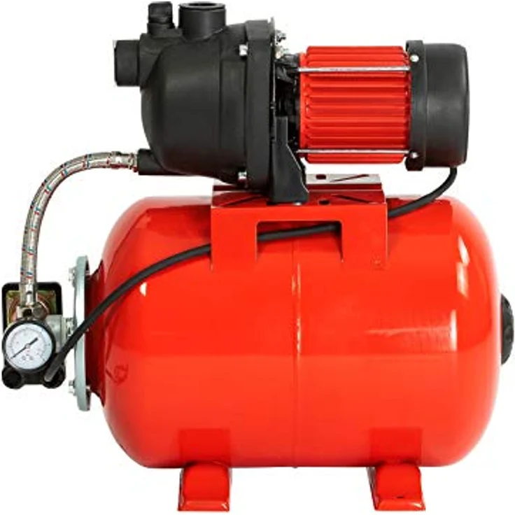 Grafner Hauswasserwerk 1200 Watt, Hauswasserautomat mit 25 Liter Kessel, max. 5 bar, 3800 L/h Fördermenge, Start/Stop Automatik, Druckschalter, Manometer, Trockenlaufschutz – Bild 3