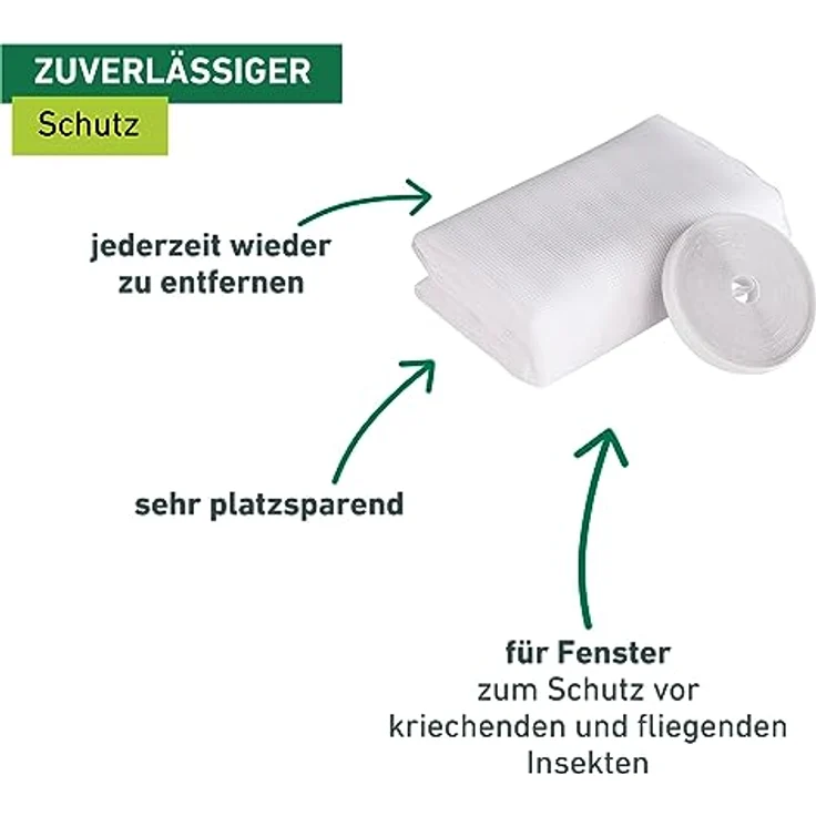 Windhager Insektenschutz Plus Fliegengitter für Fenster und Türen, Insektenschutzgewebe, Fliegennetz, individuell zuschneidbar, inkl. Montage-Klettband, 150 x 180cm, weiß, 03478 – Bild 4