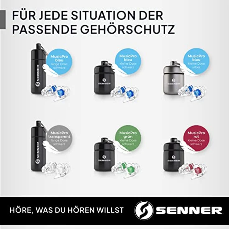Senner Gehörschutzstöpsel MusicPro, Hi-Fi Ohrstöpsel für Konzert und Festival, transparent, SNR 20 dB, hypoallergen, inkl. Aluminiumbehälter – Bild 8