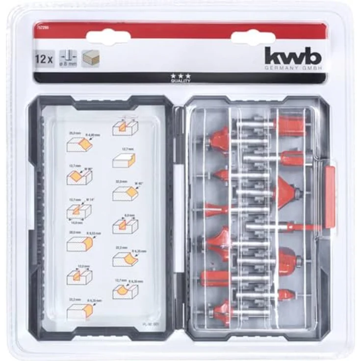 kwb Fräserset HM 8 mm 12tlg L-Box – Bild 2