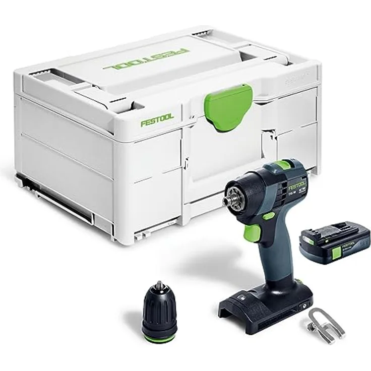 Festool TXS 18-Basic, Akku-Bohrschrauber mit 3,0 Ah Akkupack, Systainer, Schnellspannbohrfutter und LED-Beleuchtung