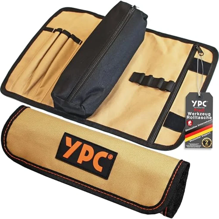 YPC VarioRoll M, Werkzeugrolltasche 36x25cm mit 2 Reißverschlusstaschen, 4 Steckfächern, 4 Schlaufen, wasserfestem Oxford 600D Polyester – Bild 1