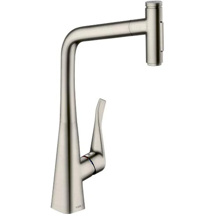 Hansgrohe Metris Select M71, Küchenmischer Select 320 2jet mit Ausziehbrause und sBox, Edelstahl Finish, schwenkbar, temperaturbegrenzt, integrierter Rückflussverhinderer – Bild 1