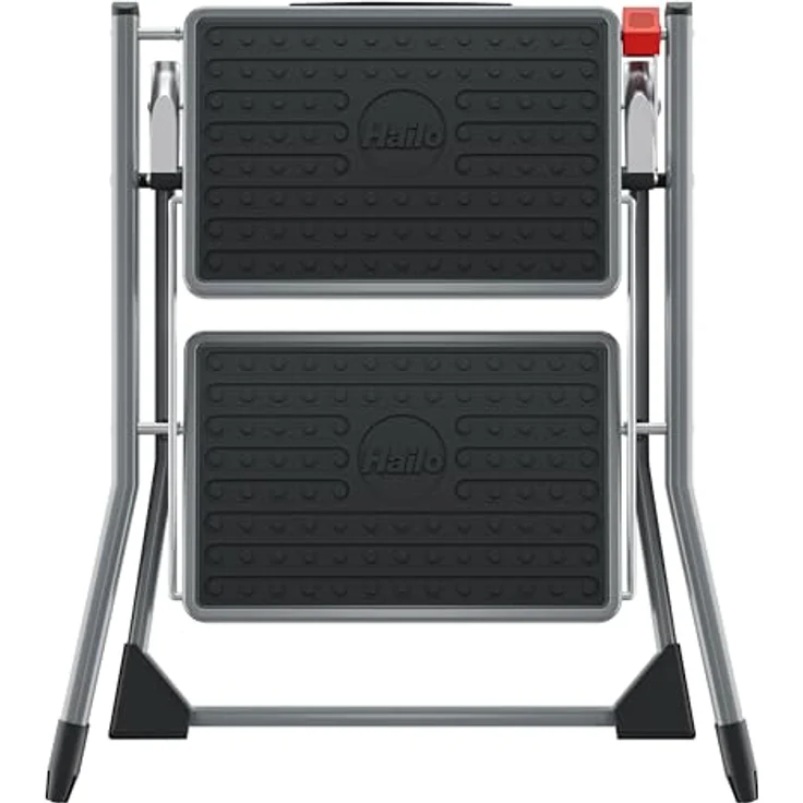Hailo MK62 Standardline, Trittleiter aus Stahl mit 2 extra breiten Stufen, Anti-Rutsch-Matten, belastbar bis 150 kg, Klappsicherung, Tragegriff, kompakt klappbar – Bild 4