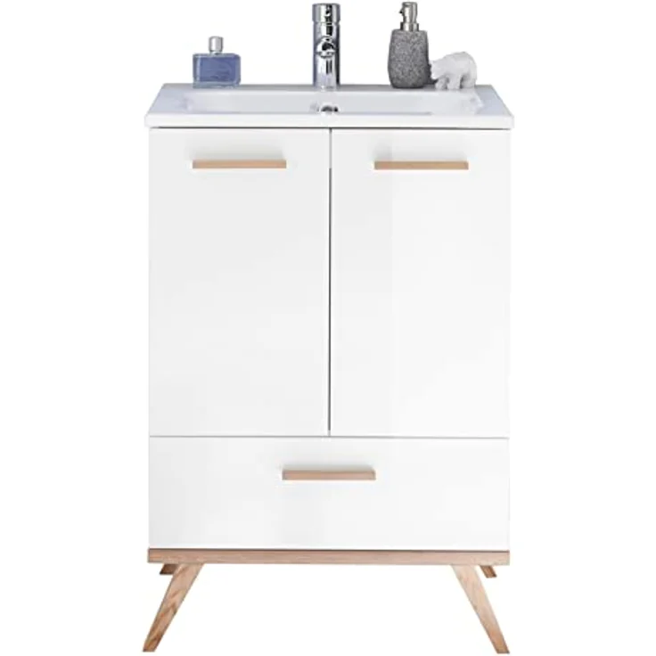Pelipal Quickset 923 Waschtisch mit Unterschrank, Holzwerkstoff, Eiche Ribbeck quer NB, 89,5x61x46 cm – Bild 1