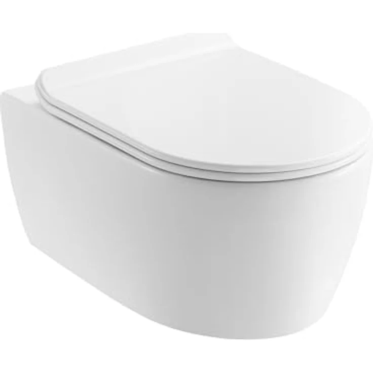 NEG Design Hänge-WC Toilette, 360° Tornad00 Spülung, randloses Design, Softclose Duroplast Sitz abnehmbar, leise Spülung – Bild 2