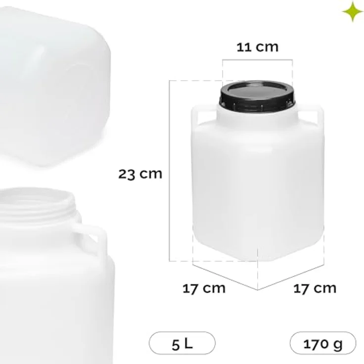 Garronda GD-0088, 5L BPA-freies quadratisches Plastikfass mit Deckel, weiß, luftdicht und lebensmittelecht – Bild 2