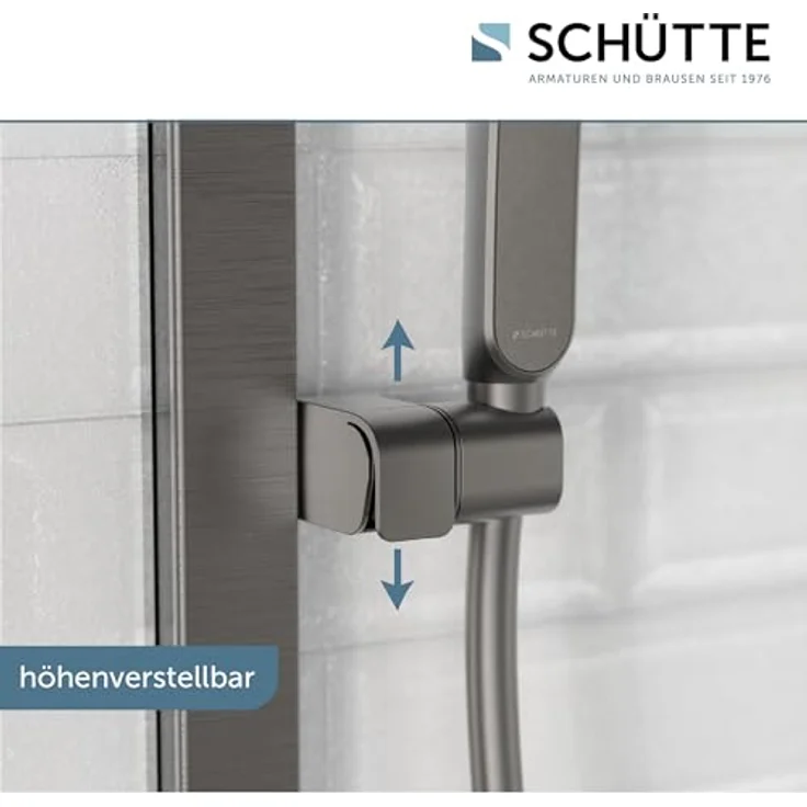 Schütte Stangenbrause-Set KARIBIK, Höhe 78,5 cm, 3 Strahlarten, höhenverstellbar, mit Antikalk-Beschichtung, wassersparend, schwarz matt – Bild 3