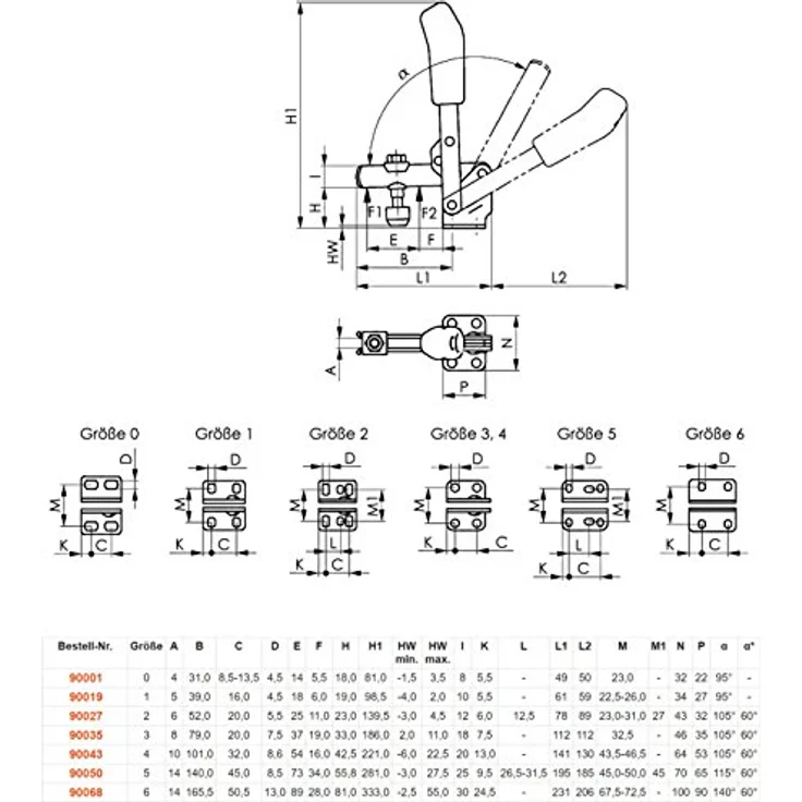 ELC Spannzwinge AMF Senkr.-Spanner 6800 Gr.3, verzinkt mit ergonomischem Handgriff für Lebensmittelindustrie – Bild 2