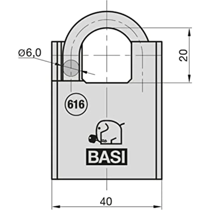 BASI Massives Vorhangschloss 40 mm Sicherheitsschloss mit beschichtetem Stahlgehäuse | Bügelschutz | Wetterfest – Bild 2
