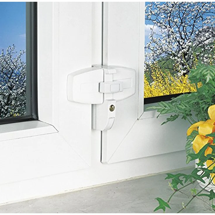 ABUS Fensterzusatzschloss f. Doppelflügelfenster DFS95W Farbe:weiss Schliessung:AL 0145 – Bild 2