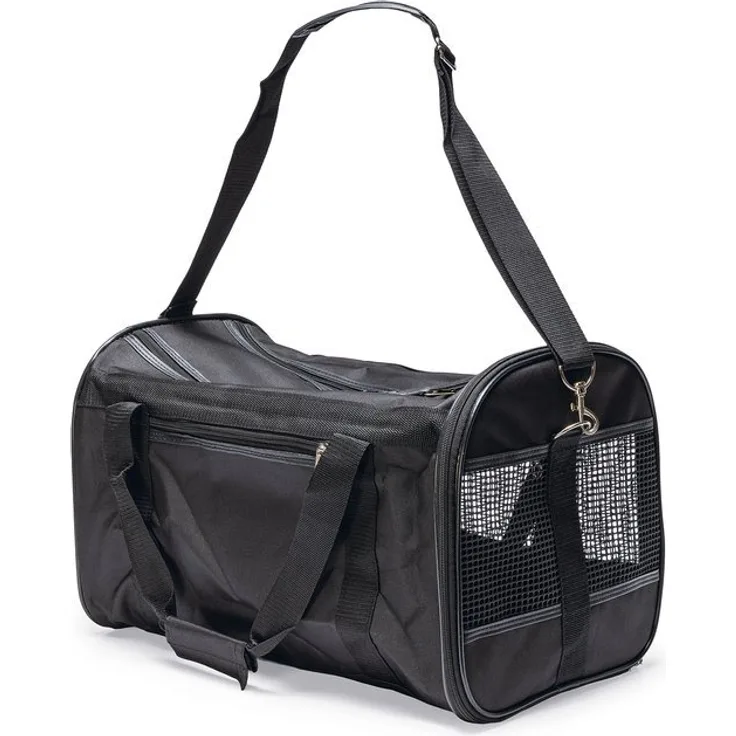 Karlie Tiertransporttasche Karlie Nylon-Tragetasche DIVINA, Schwarz Groß 9kg Pet-ID-Card Nylon Halsband-Arretierung