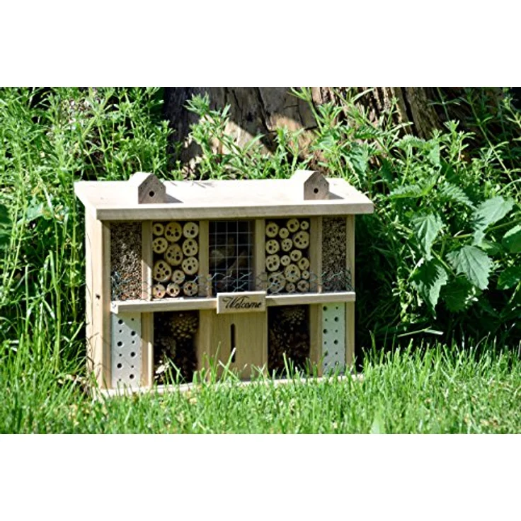 Luxus-Insektenhotels 22625e Eichenholz-Insektenhotel Landsitz Superior, fertig gebautes Insektenhaus, 47x34x12,5 cm, Bienenhotel aus stabilem Vollholz, Marienkäferhaus/Schmetterlingshaus XXL – Bild 3