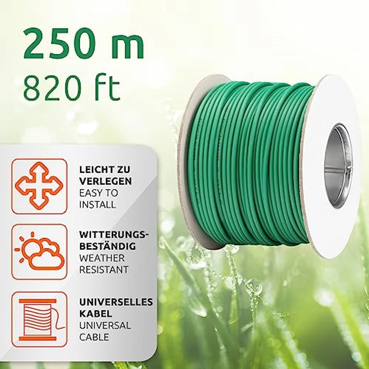 ECENCE Begrenzungskabel Mähroboter kompatibel mit allen gängigen Modellen 250m Länge Begrenzung der Mähfläche im Garten Begrenzungsdraht Ø3,4mm Leiterquerschnitt von 1,17mm² – Bild 2