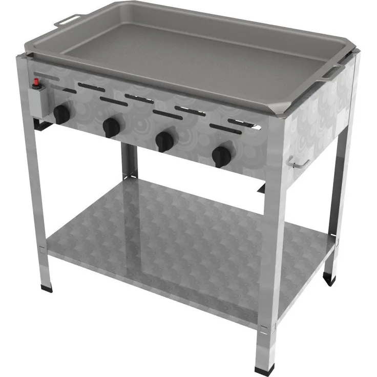ChattenGlut Gasgrill Gastrobräter 18kW mit Pfanne, BxTxH: 810x530x800 cm, Edelstahl, Piezozündung, Hessen Germany