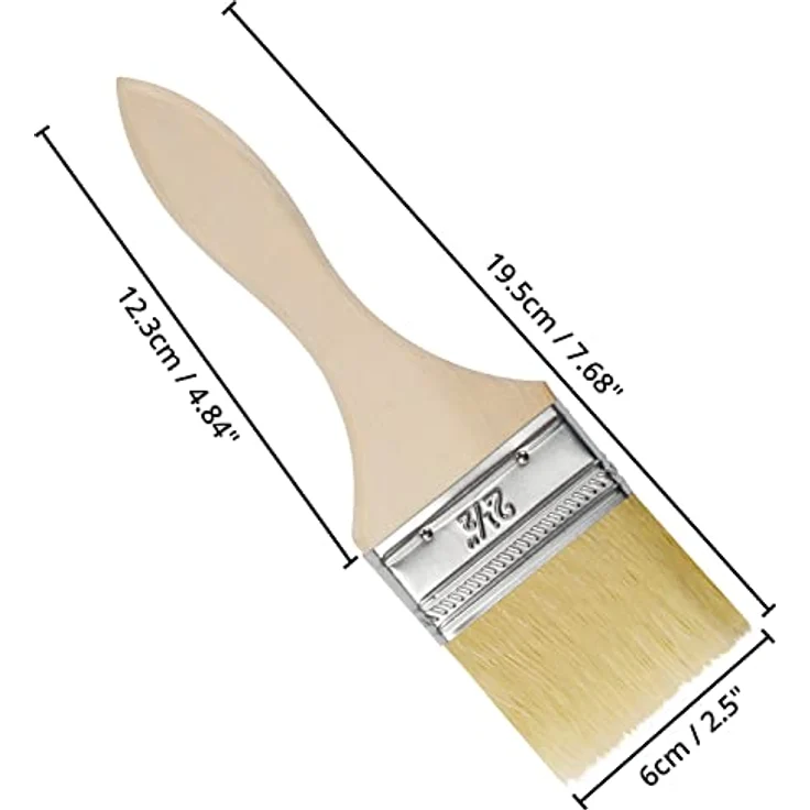 Kurtzy 12 STK Wiederverwendbares Pinsel Set - 6 cm Pinselkopf, Malerpinsel Größe 19,5cm - Lackpinsel für Lacke, Farben, Klebstoffe, Gesso & Beizen - Acryl Pinsel für Malerbedarf – Bild 2