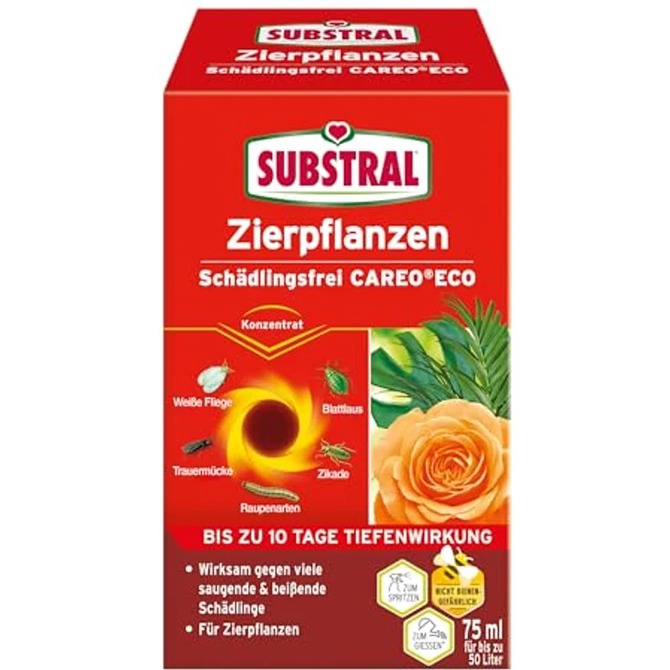 Substral Zierpflanzen Schädlingsfrei Careo Eco Konzentrat, 75 ml, gegen Weiße Fliege, Blattlaus, Trauermücke, Zikade, Raupenarten, u.a. – Bild 1