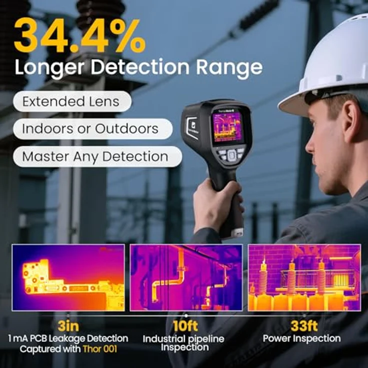Thermal Master Thor 002, Wärmebildkamera mit 512x384 IR-Auflösung, 3,5-Zoll IPS Bildschirm, 2M Pixel visuelle Kamera, temperaturbereich -20°C bis 550°C, NETD <40mK – Bild 3