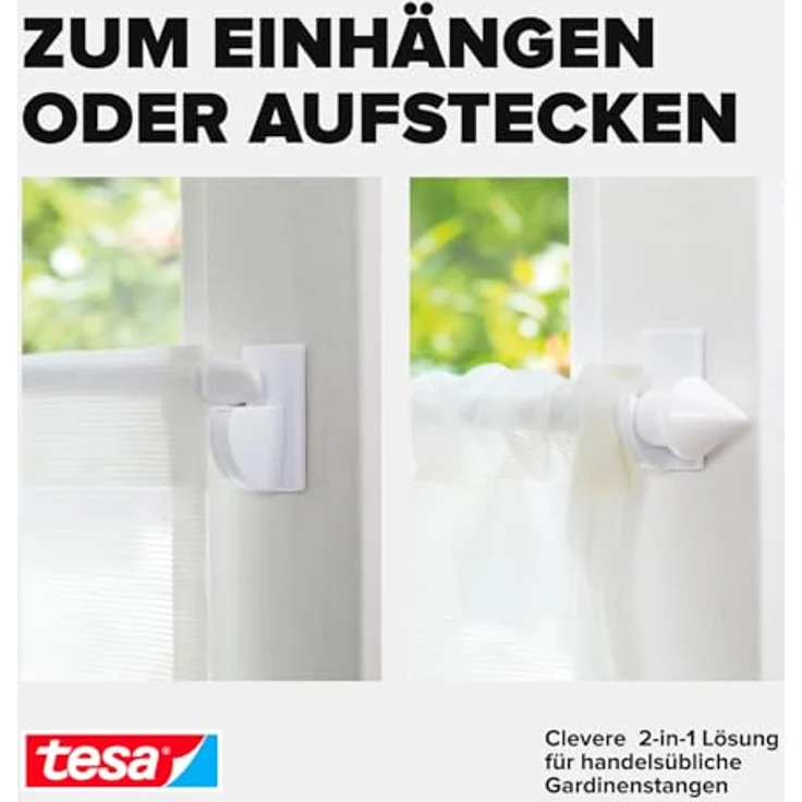 tesa Powerstrips Gardinenhaken, selbstklebend, braun, 4 Stück – Bild 5