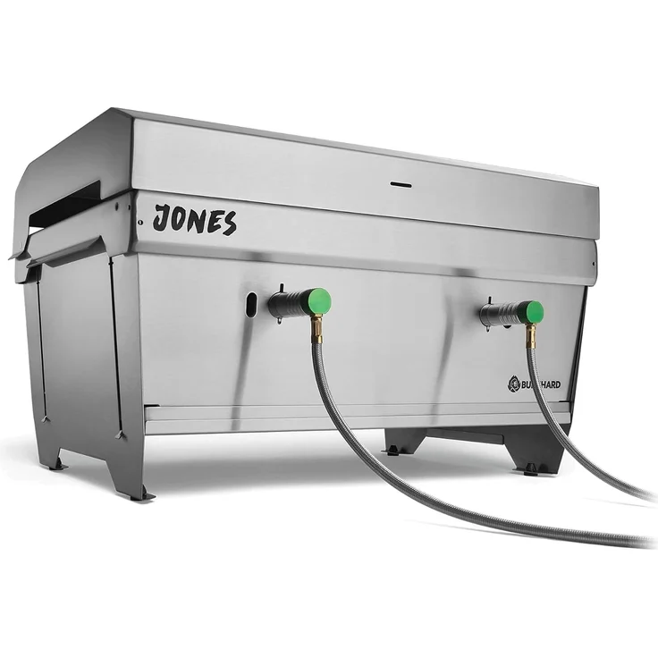 BURNHARD Klappgrill Jones 2-Brenner mit Deckel, 6,4 kW Edelstahl Gasgrill inkl. Transporttasche mit Rucksackfunktion und Multitool, Faltgrill ideal für Camping – Bild 1
