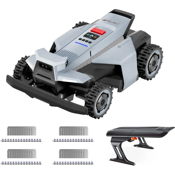 Segway Navimow X420, Mähroboter mit Garage X, für 2000 m², Zero-Turn AWD für 84% Steigungen, NRTK, 360° Vision, 25-95 mm Schnitthöhe, 12 Messerklingen – Bild 1