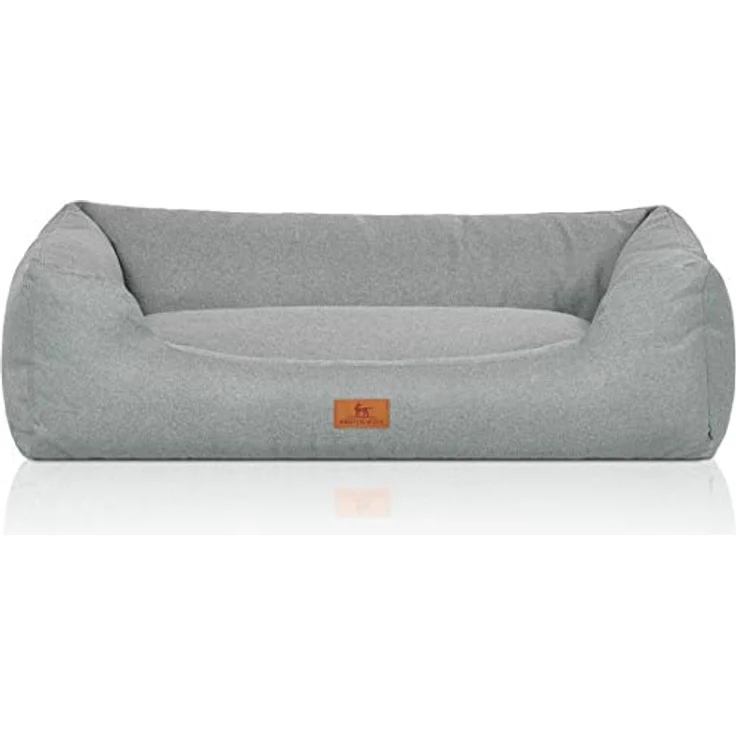 Knuffelwuff Hundebett Emma aus Velours mit feinem Handwebcharakter in Pastellfarben XL 105 x 75cm Petrol – Bild 2