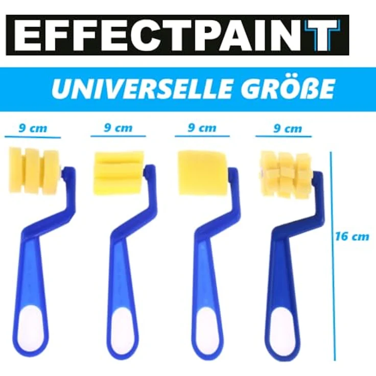 MAVURA EFFECTPAINT Farb Roller Set, 4-teiliges Struktur- und Effektroller Set, 16x9 cm aus Kunststoff/PU-Schaum – Bild 5