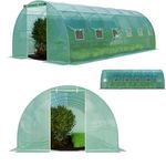 GARMIO® Foliengewächshaus Tomatengewächshaus Winterfest, Folientunnel für Aufzucht, 6 x 3 x 2 m groß, grün, 12 Fenster, Insektennetz, Rund, Mehrweg, Gitternetzfolie