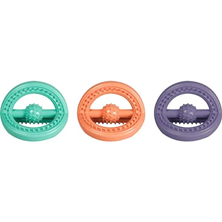 Flamingo TRI-Ring Hundespielzeug aus Gummi, Mehrfarbig, 11 x 14,5 cm, für alle Hundegrößen, zum Zahnen