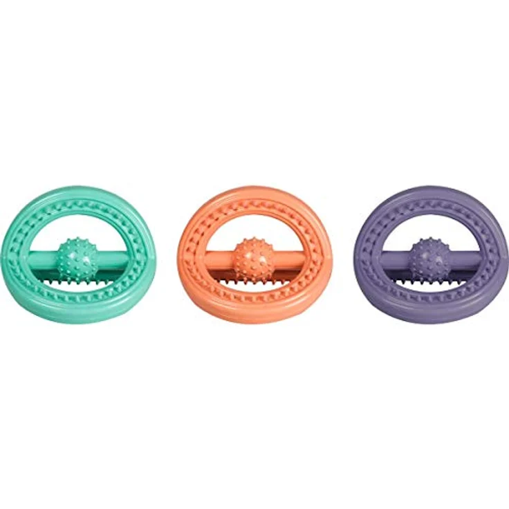 Flamingo TRI-Ring Hundespielzeug aus Gummi, Mehrfarbig, 11 x 14,5 cm, für alle Hundegrößen, zum Zahnen