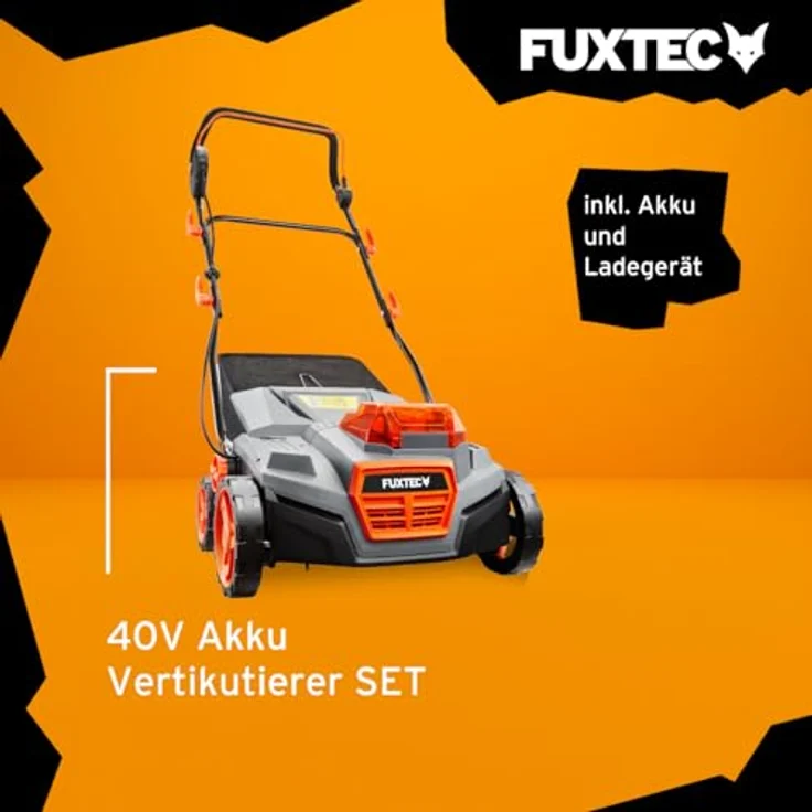 Fuxtec 40V Akku-Vertikutierer FX-E2VE38SET inkl. Akku+ Ladegerät, 38 cm Arbeitsbreite, einstellbare Arbeitstiefe bis 12 mm, 45L Fangkorb, kabellos – Bild 3