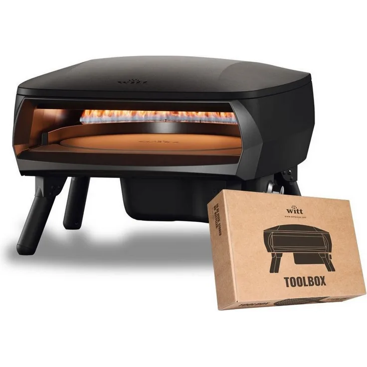 Witt PICCOLO Rotante 16", Gas Pizzaofen mit 1 Brenner, 500 °C, rotierend, matt schwarz, inklusive Zubehörset