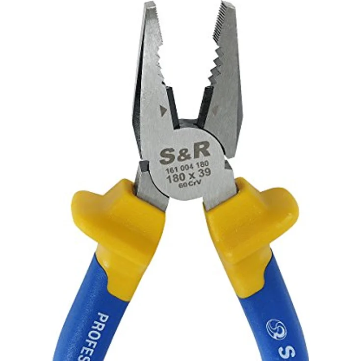 S&R Kombizange 180 mm, Cr-V, induktiv gehärtete Schneidkante, 2-Komponentengriffe, gummiert – Bild 4