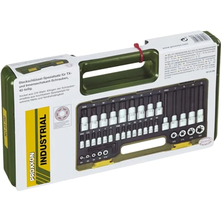 PROXXON INDUSTRIAL Bohrer- und Bitset 23290, 42-teiliges Set für TX- und Innensechskantschrauben mit 1/4" und 1/2" Vierkantantrieb, in robustem Kunststoffkoffer – Bild 7