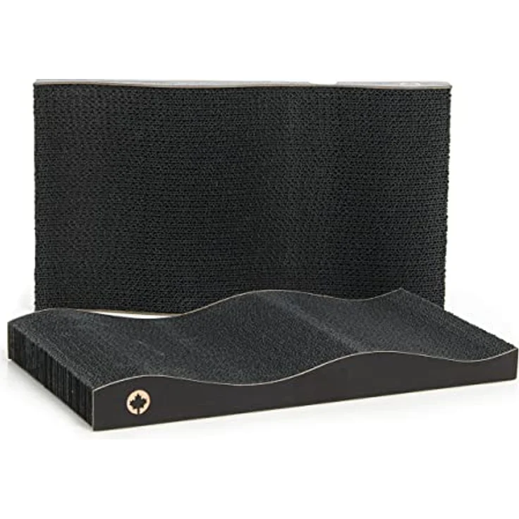 CanadianCat Company | Kratzblock aus Zwei Kratzwellen | 2 in 1 Katzen Kratzpappe | ca. 42 x 23,5 x 7 cm | schwarz – Bild 4