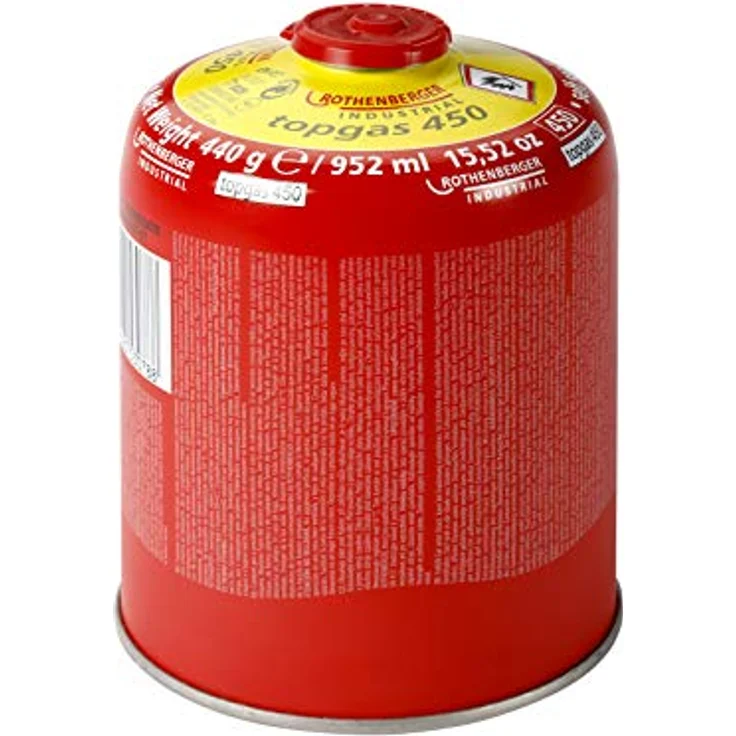 ROTHENBERGER Industrial Top Gas Schraub - Gaskartusche 450g, 740 ml, Vorteilsdose für lange Einsatzdauer, Anschluss 7/16" EU, 20% Propan / 80% Butan – Bild 1